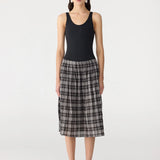 Fine Check Gathered Skirt