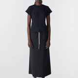 Crushed Cotton Minimal Skirt - Black
