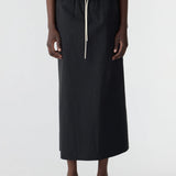 Crushed Cotton Minimal Skirt - Black