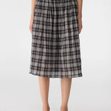 Fine Check Gathered Skirt