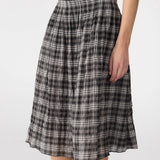 Fine Check Gathered Skirt