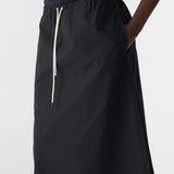 Crushed Cotton Minimal Skirt - Black
