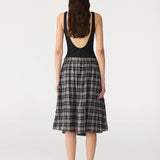 Fine Check Gathered Skirt