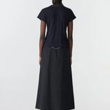 Crushed Cotton Minimal Skirt - Black