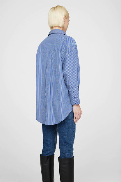 Mika Shirt Blue + White Stripe by Anine Bing