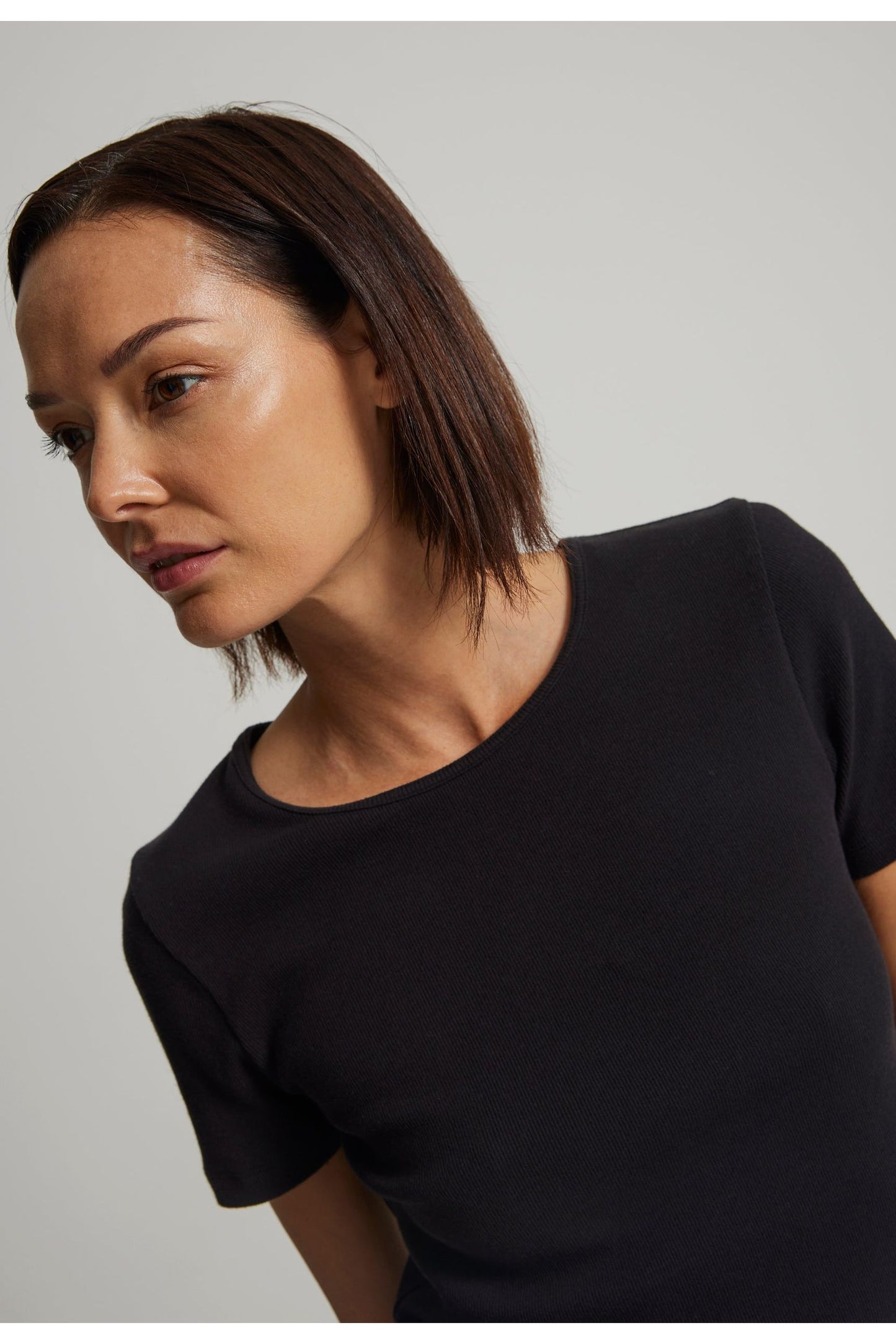 Mater Ribbed Cotton Tee in Black by Jac + Jack