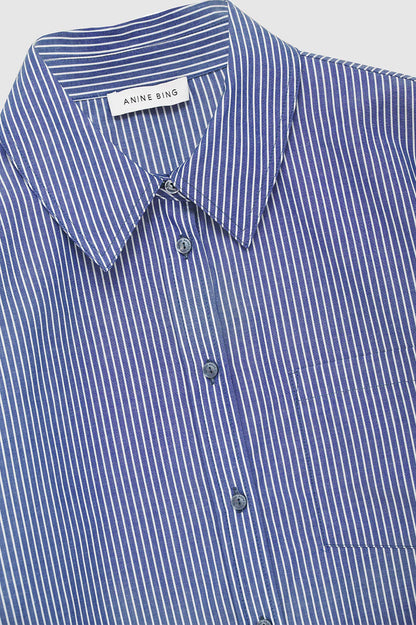 Mika Shirt Blue + White Stripe by Anine Bing