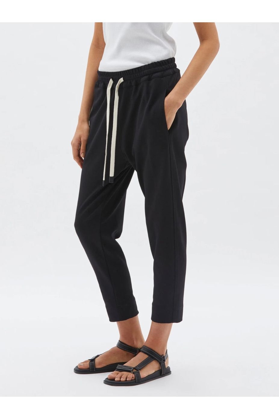 Stretch Twill Tapered Pant in Black by Bassike