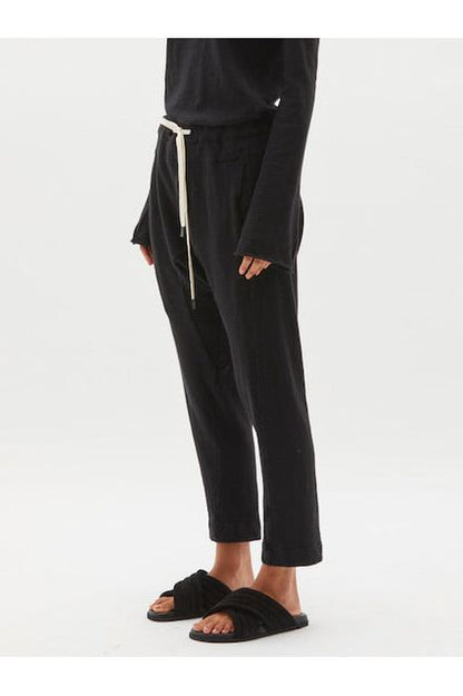 Slub Rib Relaxed Pant in Black