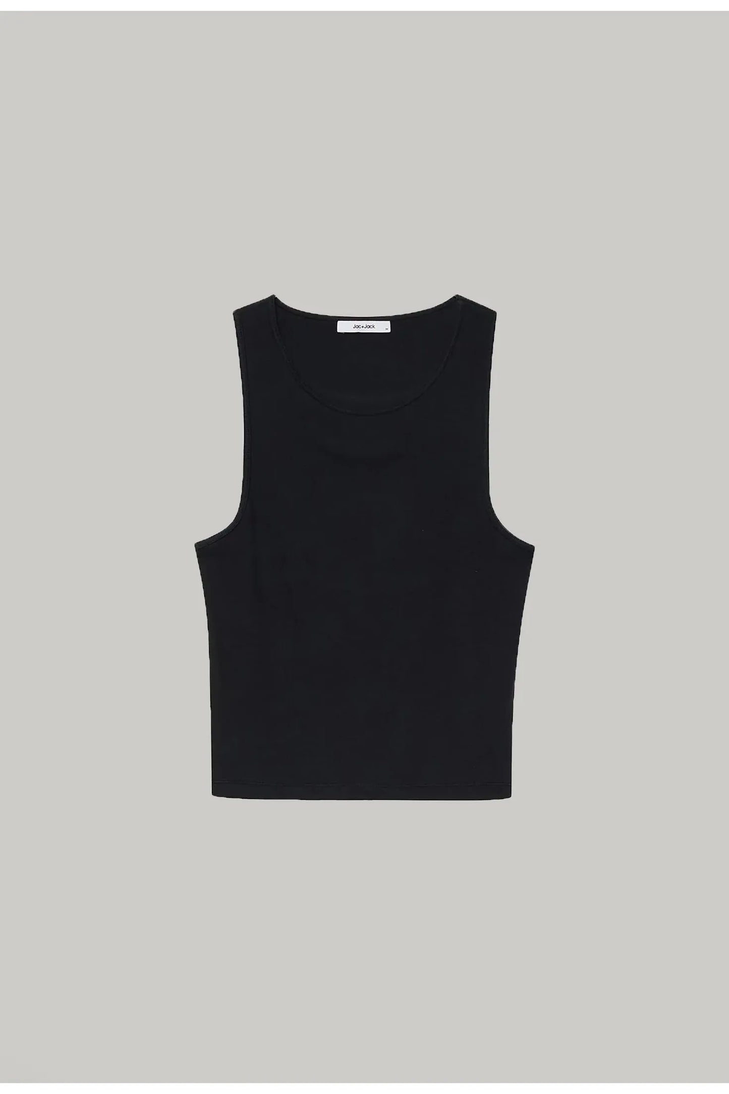 Poem Ribbed Cotton Tank in Black by Jac + Jack